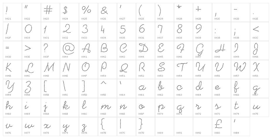 Beadwork Character Map