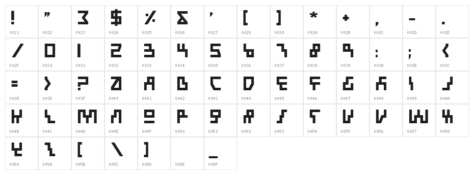 Beam Rider Bold Character Map