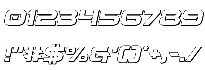 Beam Weapon 3D Italic Font OTHER CHARS