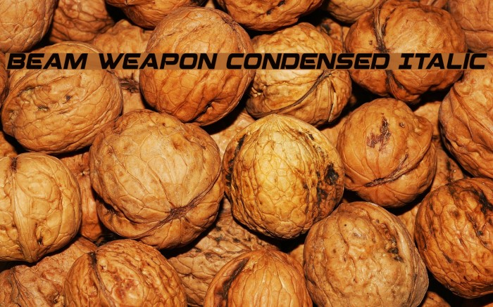 Beam Weapon Condensed Italic Font examples