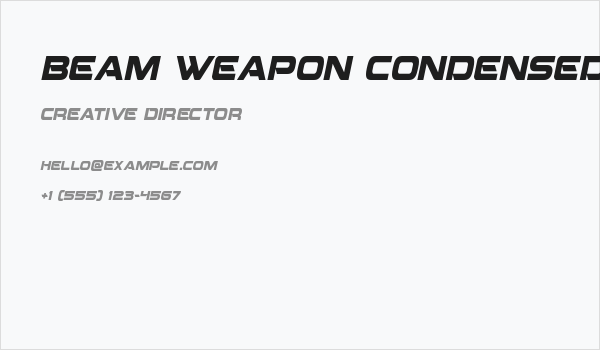 Beam Weapon Condensed Italic Business Card