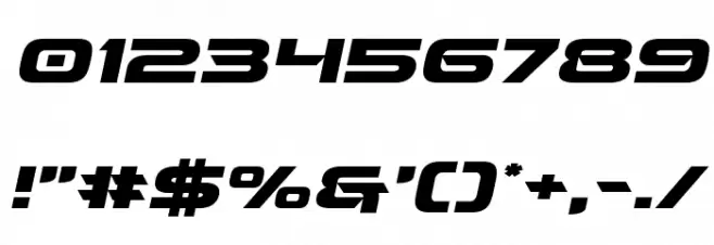 Beam Weapon Expanded Italic Font OTHER CHARS