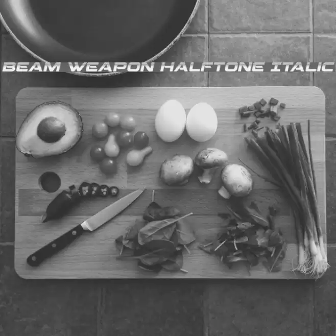 Beam Weapon Halftone Italic Font examples