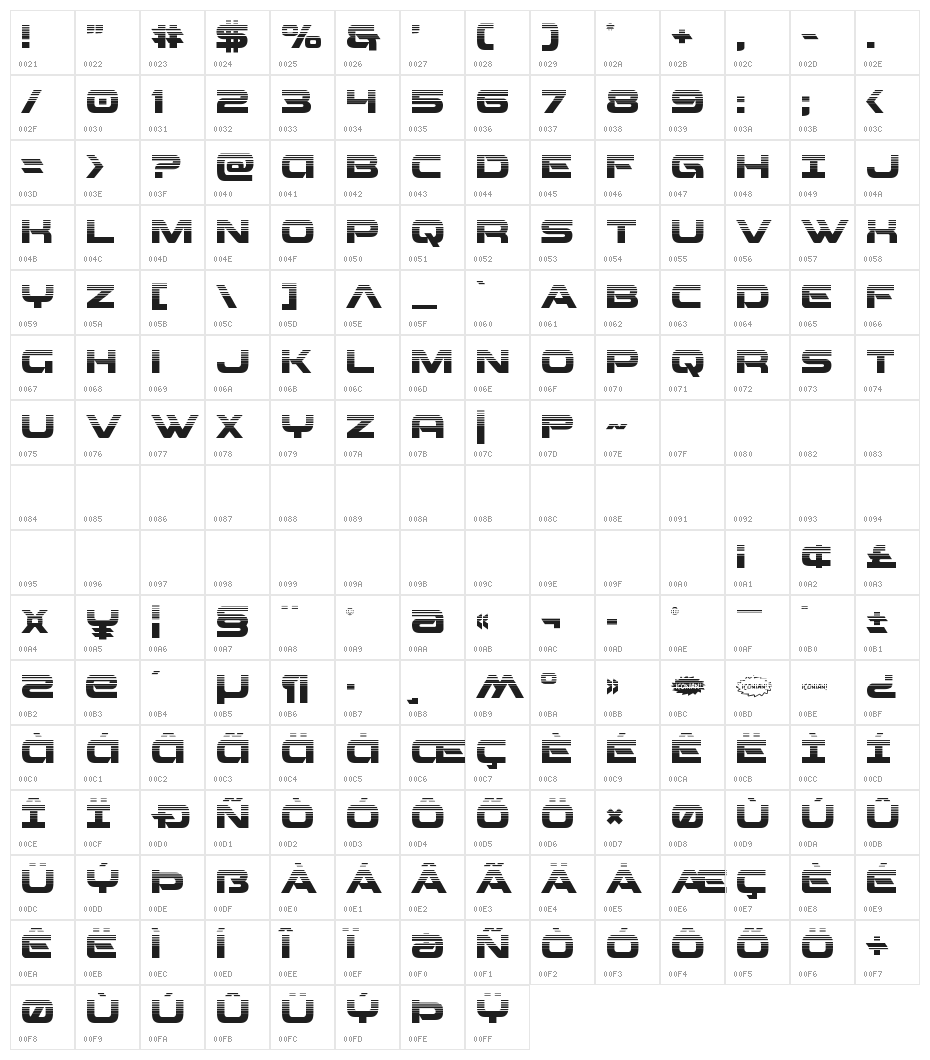 Beam Weapon Halftone Character Map
