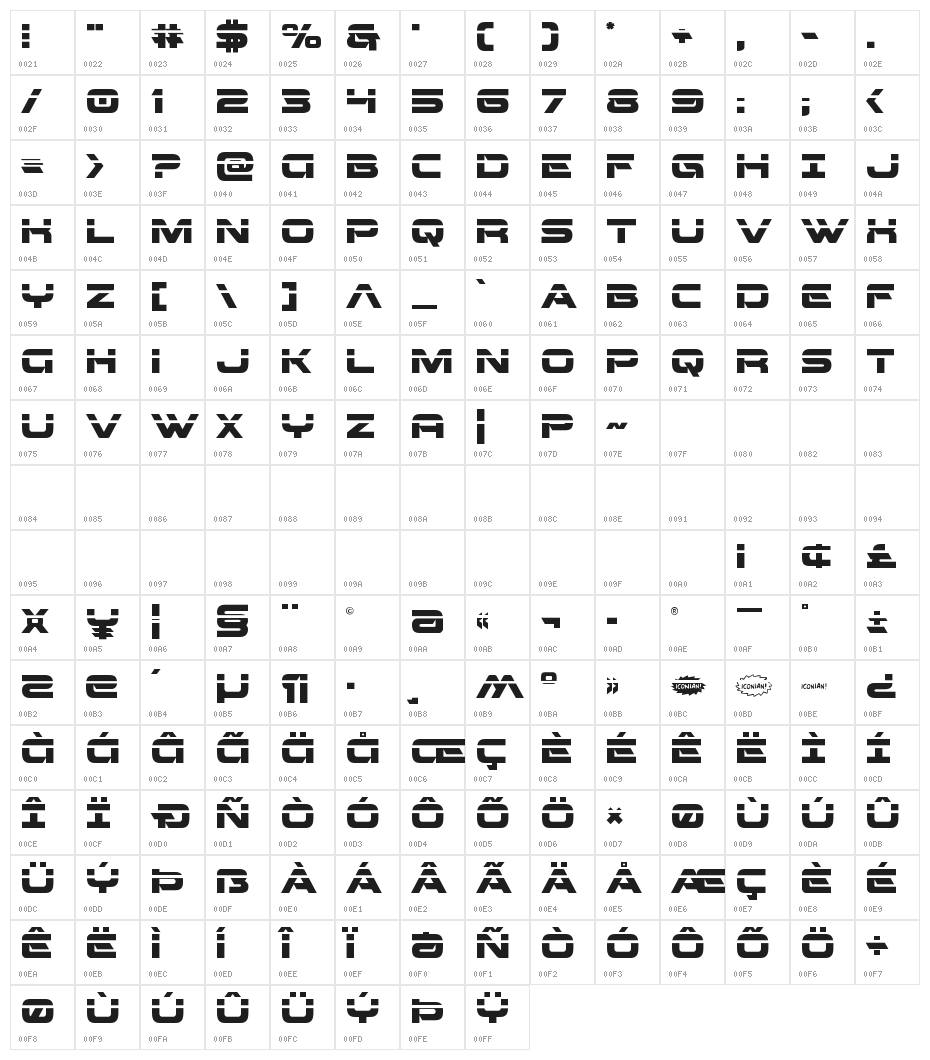 Beam Weapon Laser Character Map
