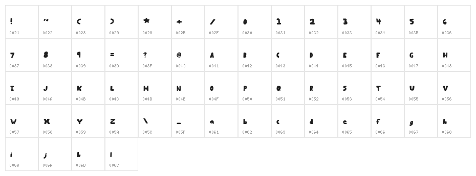 Beans Plain Regular Character Map