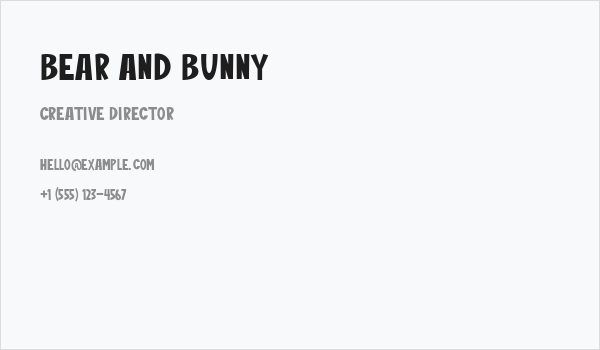 Bear And Bunny Business Card