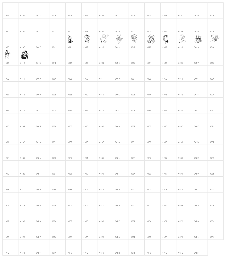 BearBats Character Map