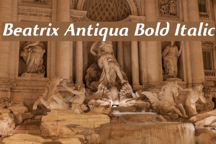 Beatrix Antiqua Bold Italic Font examples