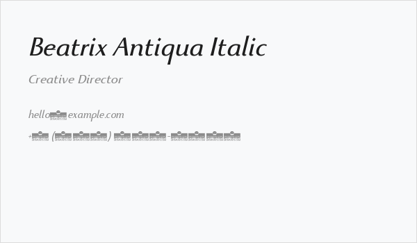 Beatrix Antiqua Italic Business Card