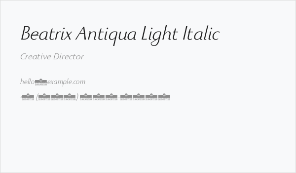 Beatrix Antiqua Light Italic Business Card