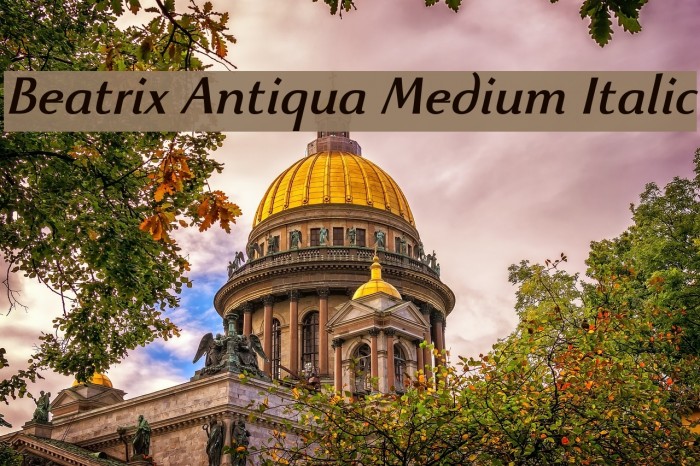 Beatrix Antiqua Medium Italic Font examples