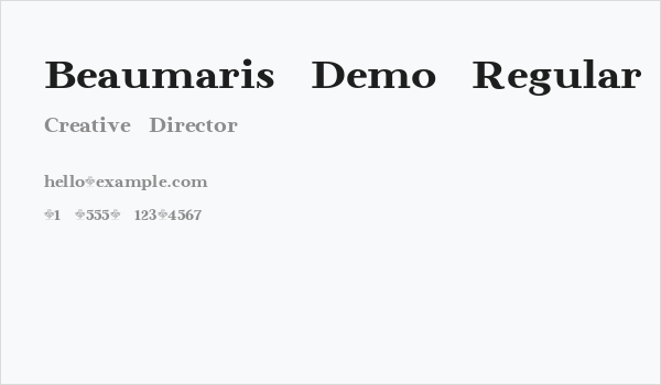 Beaumaris Demo Regular Business Card