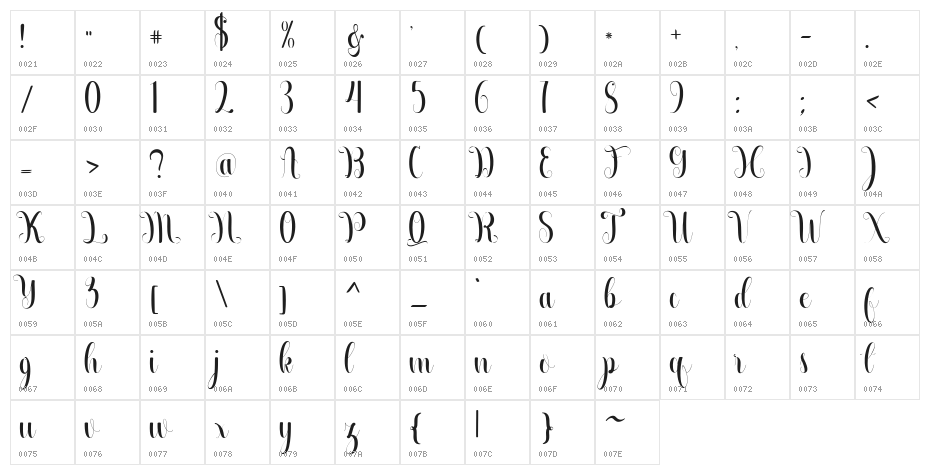 Beautiful Calligraphy Free Character Map