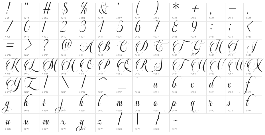 Beautiful Roses Script Character Map