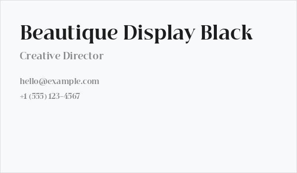Beautique Display Black Business Card