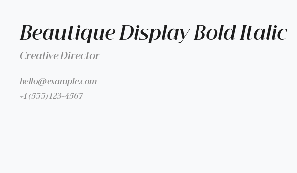 Beautique Display Bold Italic Business Card