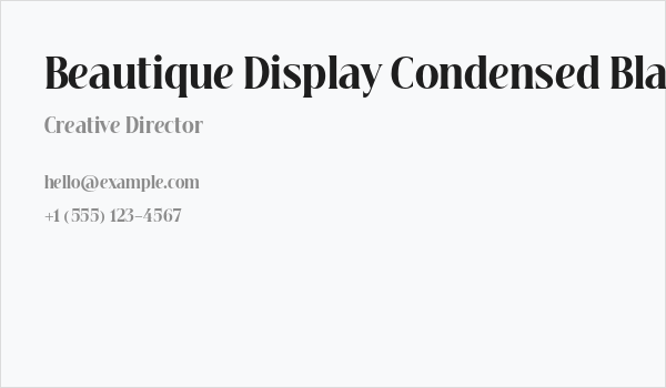 Beautique Display Condensed Black Business Card