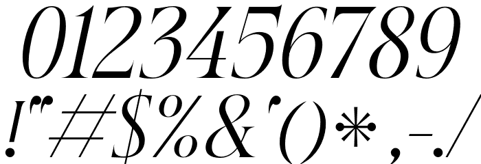 Beautique Display Condensed Light Italic Font OTHER CHARS