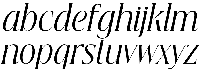 Beautique Display Condensed Light Italic Font LOWERCASE