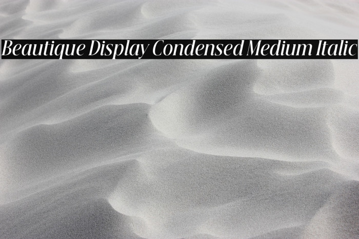 Beautique Display Condensed Medium Italic Example 1