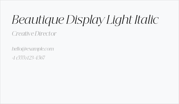 Beautique Display Light Italic Business Card