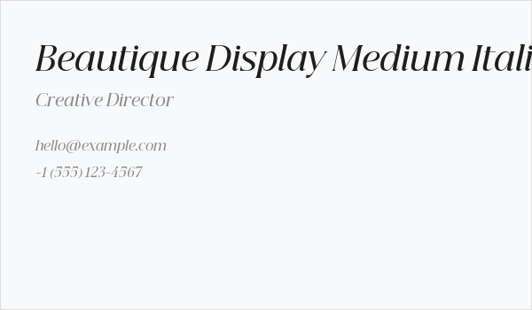 Beautique Display Medium Italic Business Card