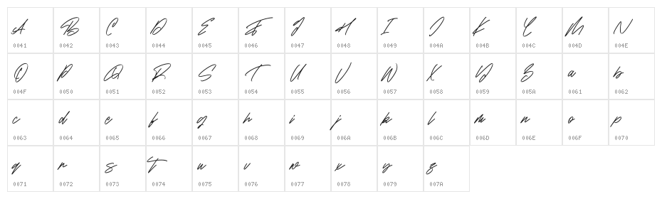 Beauty Flome Free Regular Character Map