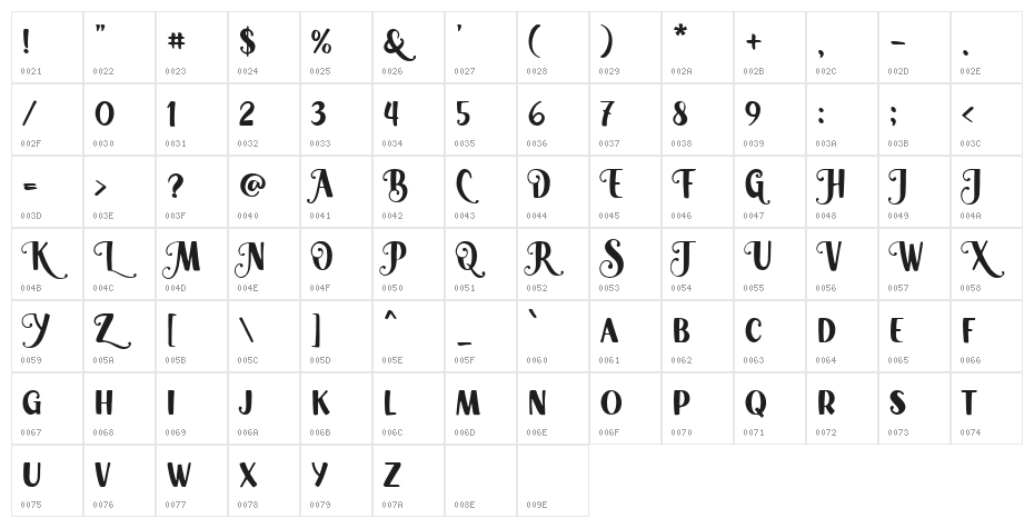 Beauty Florist Regular Character Map