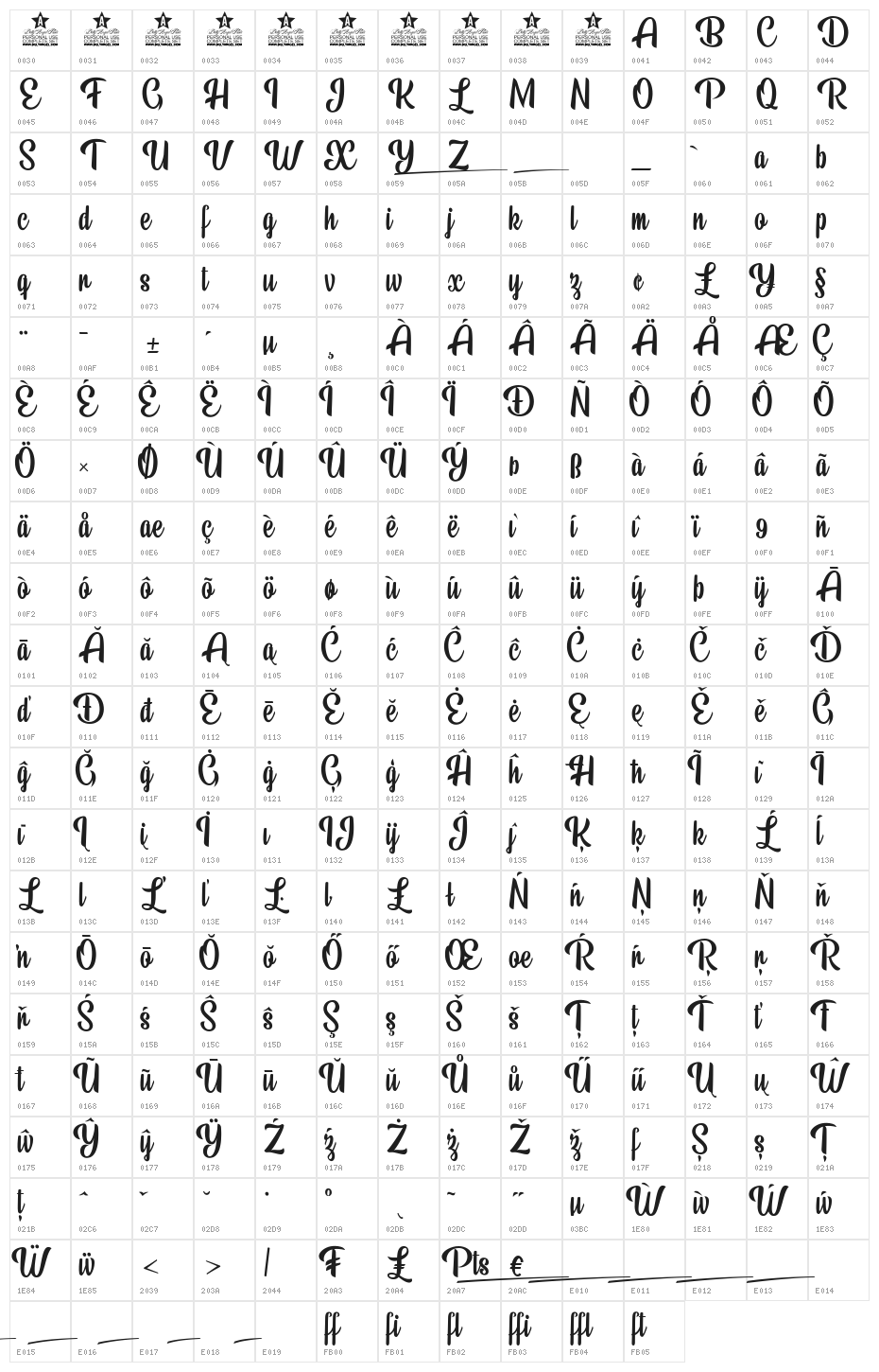 Beauty Mountains Personal Use Character Map