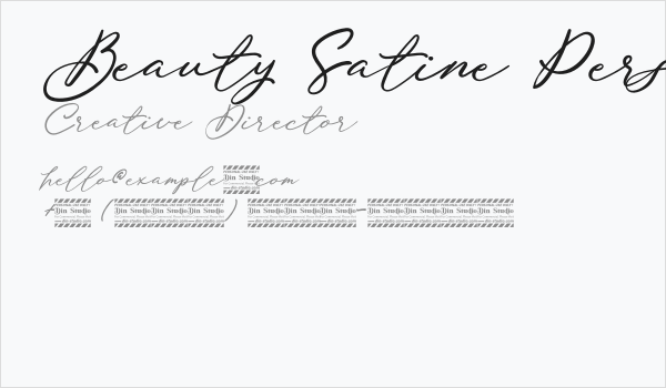 Beauty Satine Personal Use Font Business Card
