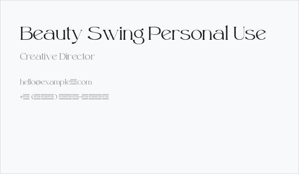 Beauty Swing Personal Use Business Card
