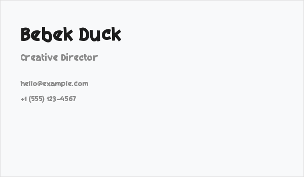 Bebek Duck Business Card