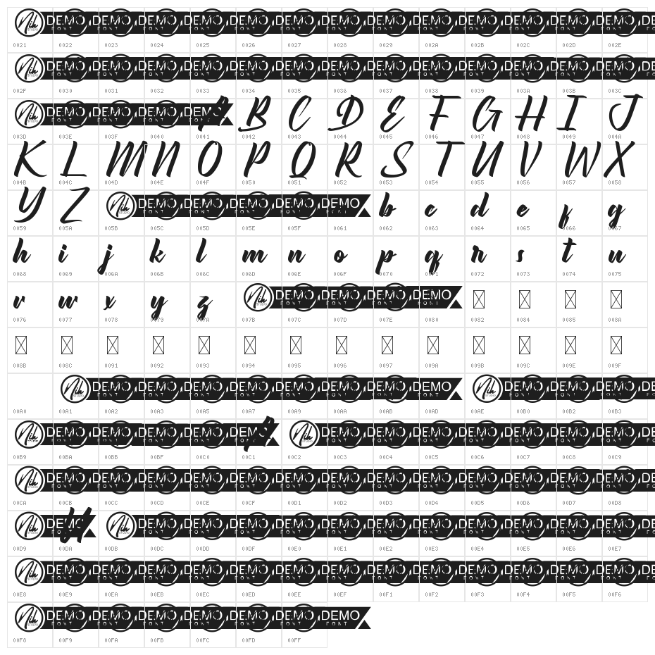 Beckley Demo Character Map