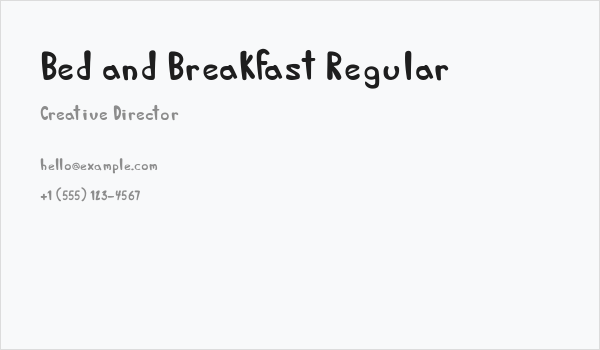 Bed and Breakfast Regular Business Card