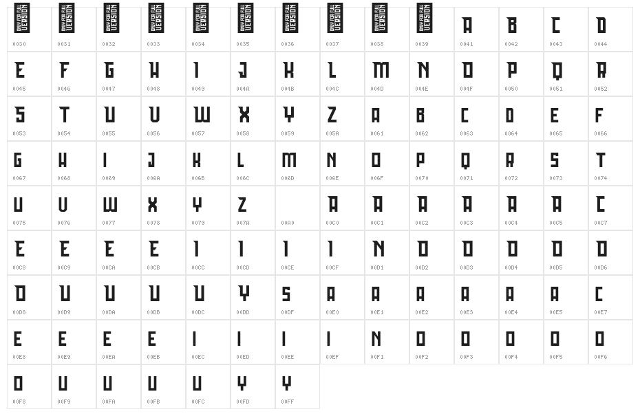 Bedebah Character Map