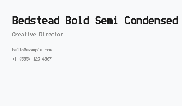 Bedstead Bold Semi Condensed Business Card