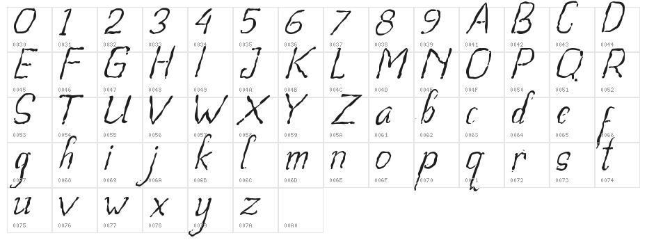 Beegal light Italic Demo Character Map