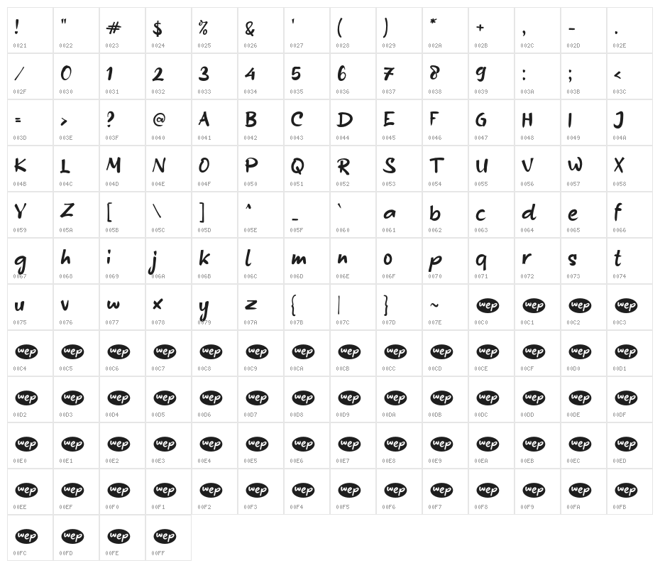 Before Sans Character Map
