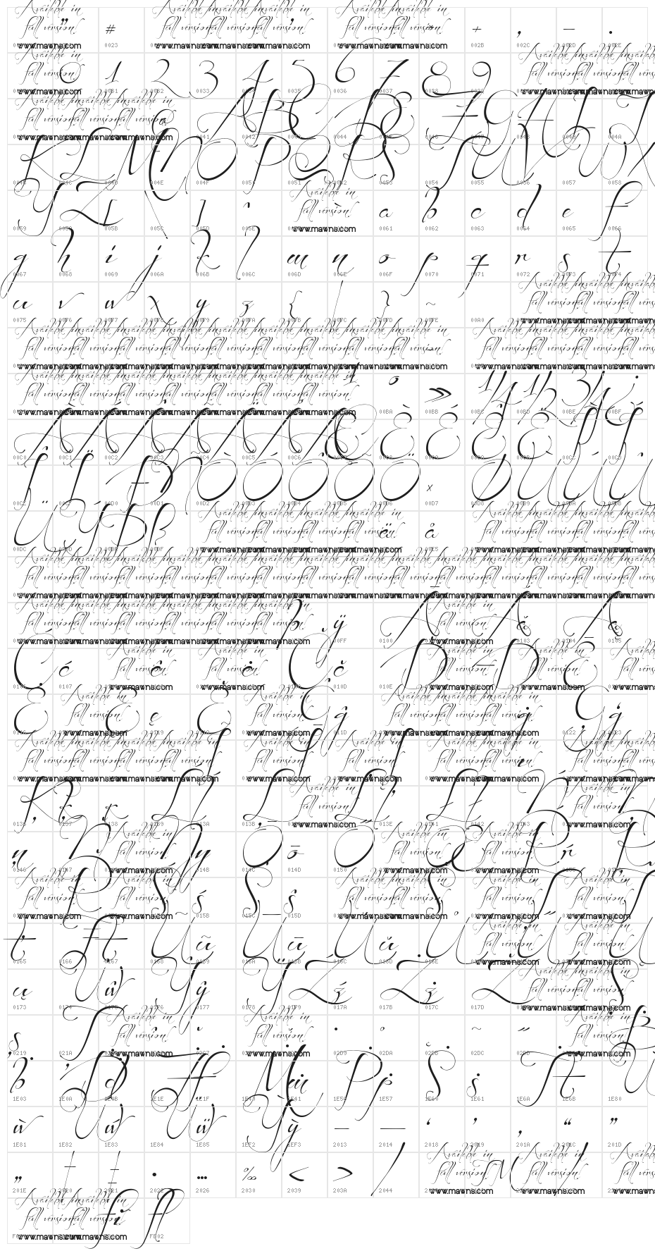 Before the Rain Character Map