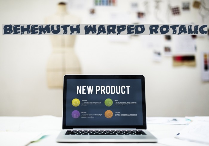 Behemuth Warped Rotalic Font examples