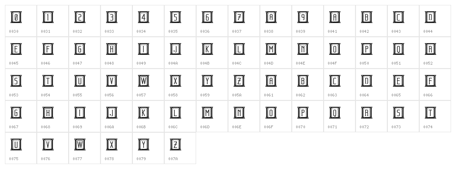 Beholder Capitals Regular Character Map