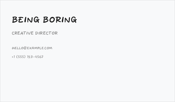 Being Boring Business Card
