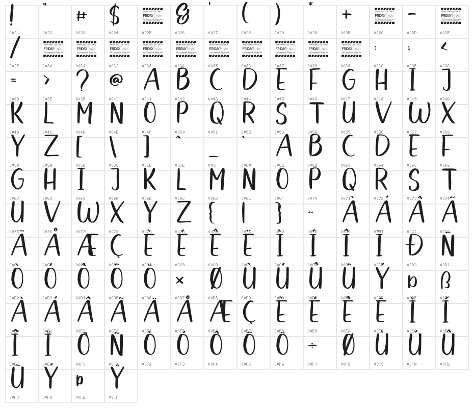 Belfast Star Sans Character Map