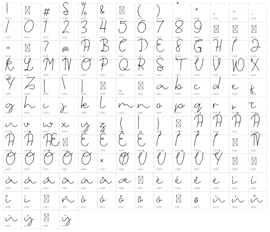 Belgia Regular Character Map