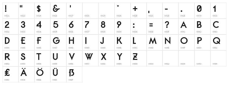 Belgrad Bold Character Map