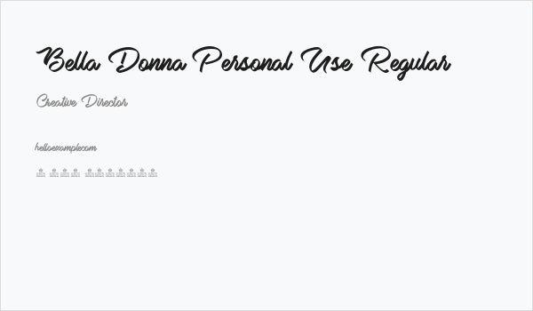 Bella Donna Personal Use Regular Business Card