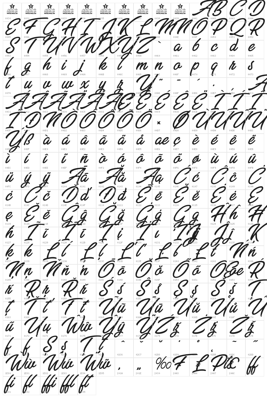 Bella Fashion Personal Use  Character Map