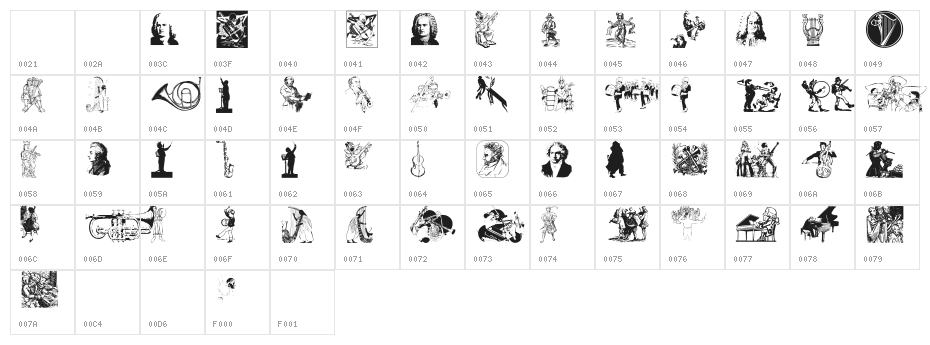 Bella Musica Character Map