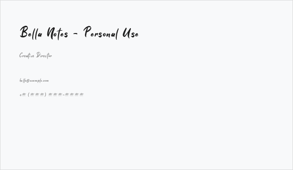 Bella Notes - Personal Use Business Card